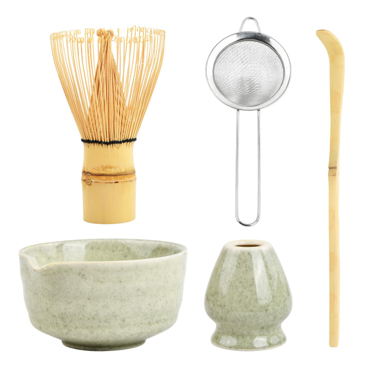 5 in 1 Matcha Set Japanisches Matcha Tee Set mit Matcha Besen, Matcha Schale mit Ausgiesser, Matcha
