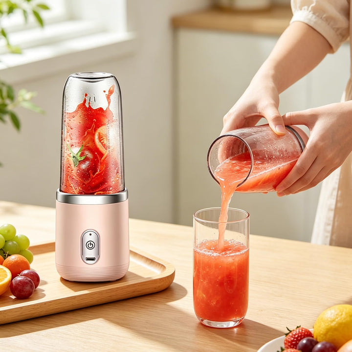 Tragbarer Elektrischer Saftpresse Mixer Smoothie Maker mit 2x400ml Flaschen Mixer Smoothie Maker to