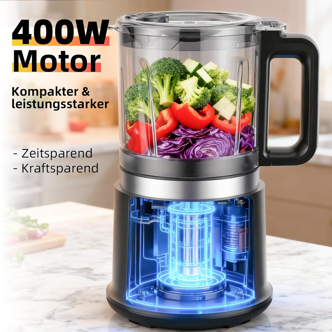 Multizerkleinerer Elektrisch | 400W Zerkleinerer küche Elektrisch mit 2 Geschwindigkeiten | 4 Bi-Lev
