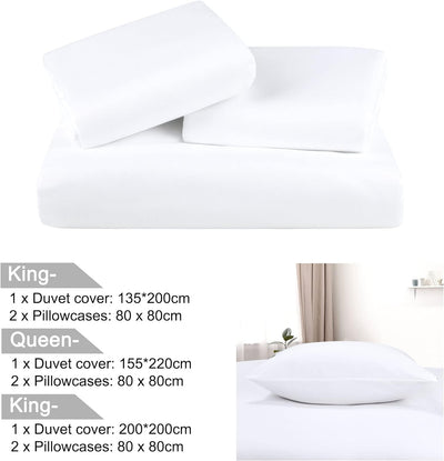 PiccoCasa 3 teilig Bettwäsche 200x200cm Mikrofaser Bettwaesche Set Modern Weicher Bettbezüge + 2 Kis