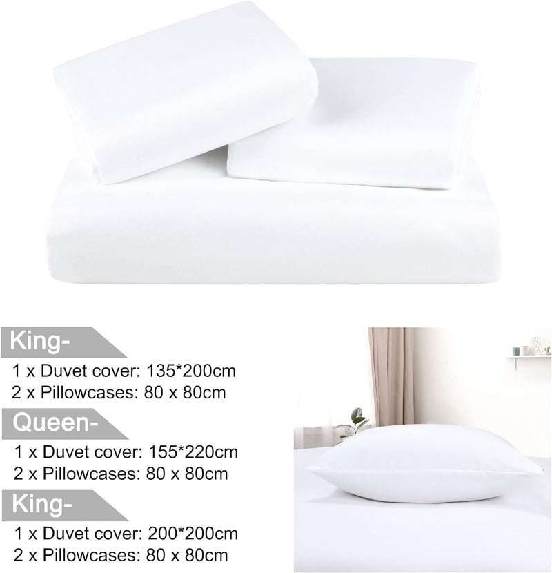 PiccoCasa 3 teilig Bettwäsche 200x200cm Mikrofaser Bettwaesche Set Modern Weicher Bettbezüge + 2 Kis