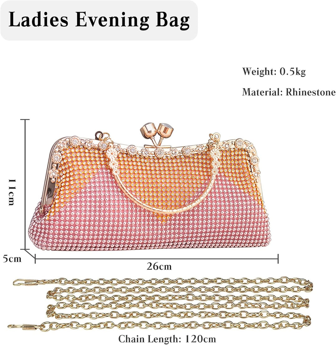 CORIOS Damen-Clutch Strasssteine Abendtasche Strass Handtasche Diamant Schultertasche Klein Tasche E
