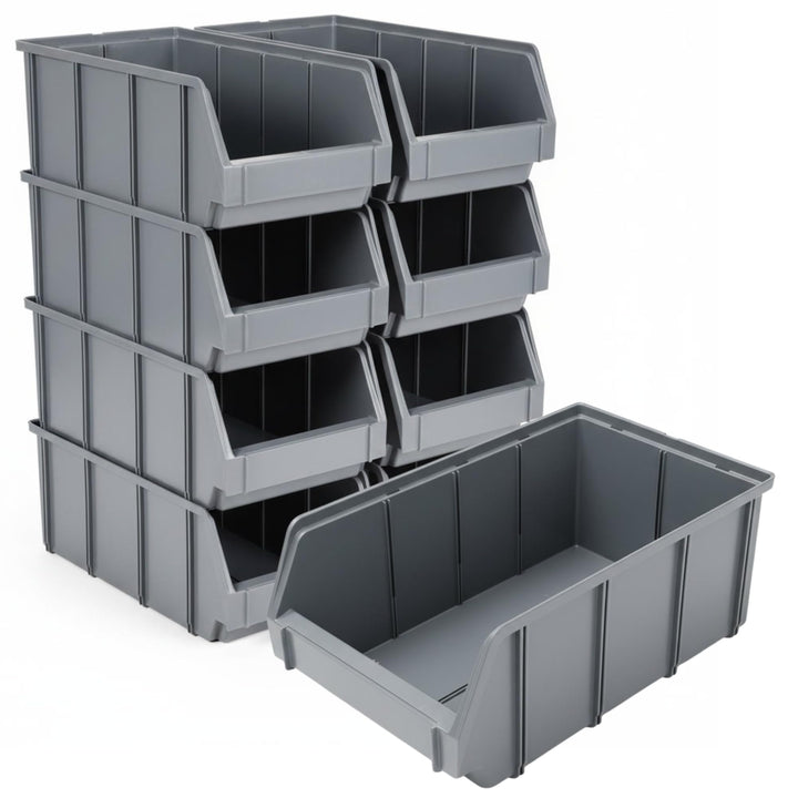 RODOPI 9er Set Stapelboxen, Grösse XL | Sichtlagerkästen 489x304x185mm | Robuste Lagerboxen für Werk