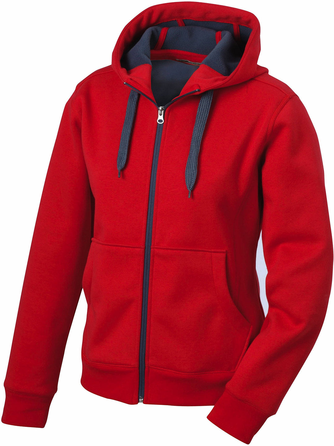 James & Nicholson - Kapuzen Sweatjacke 'Mens Doubleface Jacket' Red/carbon,L