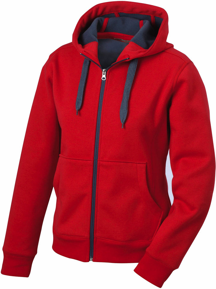 James & Nicholson - Kapuzen Sweatjacke 'Mens Doubleface Jacket' Red/carbon,L