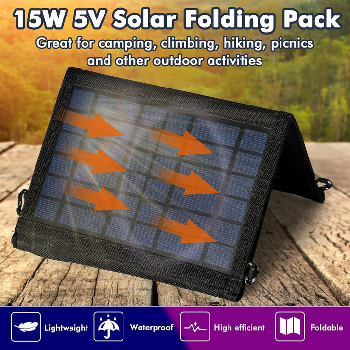 Jadeshay Solar Ladegerät USB, 15W Solar Ladegerät Faltbares Solarpanel Tragbares Solar Panel Handy L