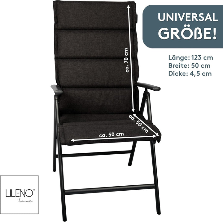 LILENO HOME Gartenstuhl Auflagen als [2er Set - Hochlehner] in Anthrazit - Bequeme Liegen als Sitzau