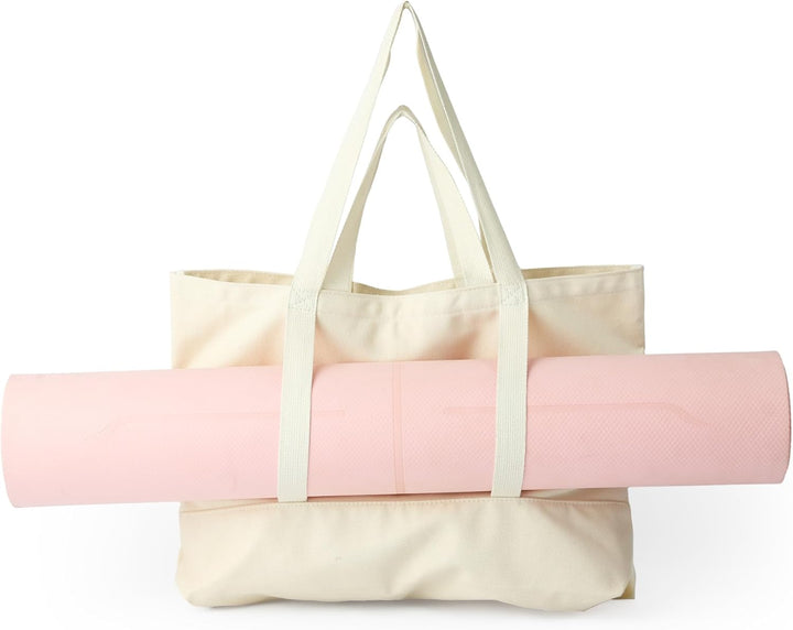 Premium Yoga Tragetasche aus Baumwolle – 45x36x10cm mit Platz für Yogamatte, Fitness Reisetasche, le