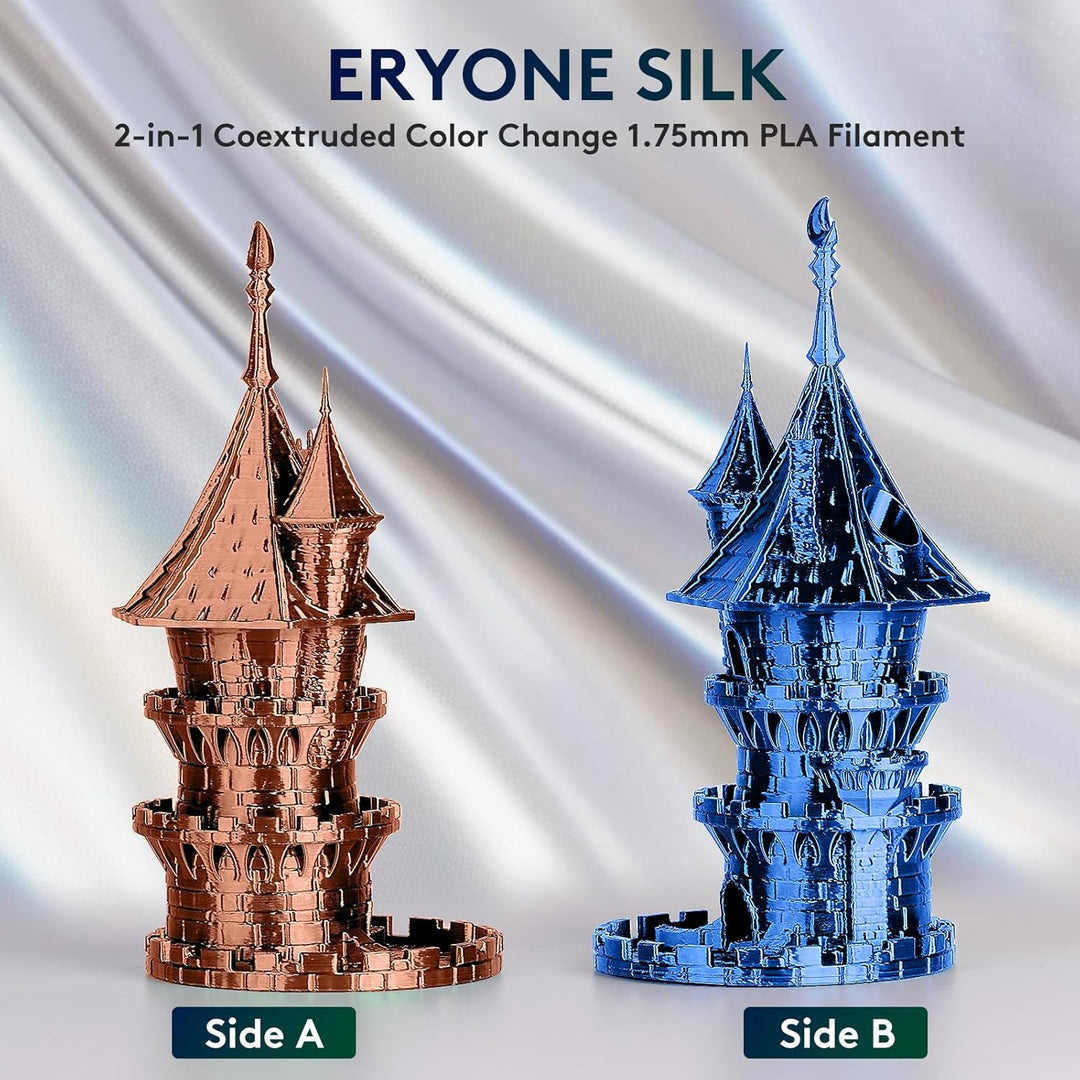 ERYONE Dual Seiden PLA Filament 1.75mm,Co-Extrucsion PLA Seiden Filament für 3D Drucker +/- 0,03 mm,