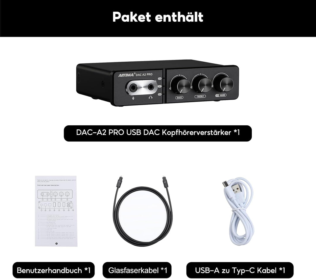 AIYIMA DACA2 PRO Gaming DAC Kopfhörerverstärker Hub USB Mini Stereo Hi-Fi Decoder Optisch/Koaxial zu