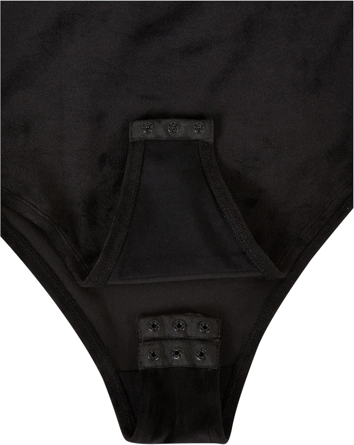 Urban Classics Damen Ladies Velvet Cut-Out Turtleneck Body T-Shirt XS Schwarz, XS Schwarz