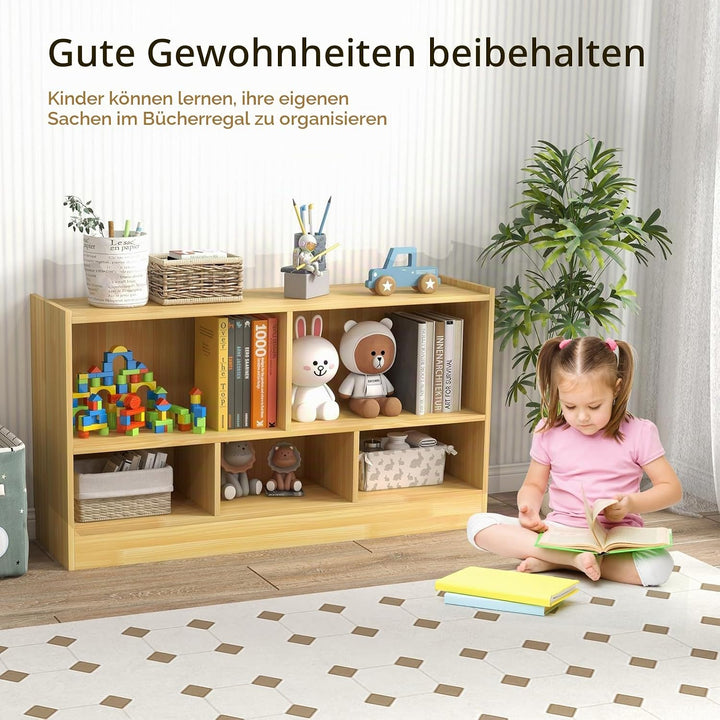 KOMFOTTEU Spielzeugschrank Kinder, Spielzeugregal mit 5 Fächer in 2 verschiedenen Grössen, Kinderreg