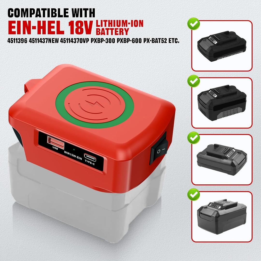 Wireless Für Einhell Akku USB Ladegerät Adapter, Kabelloses Tragbares Ladegerät Für Einhell 18v, USB