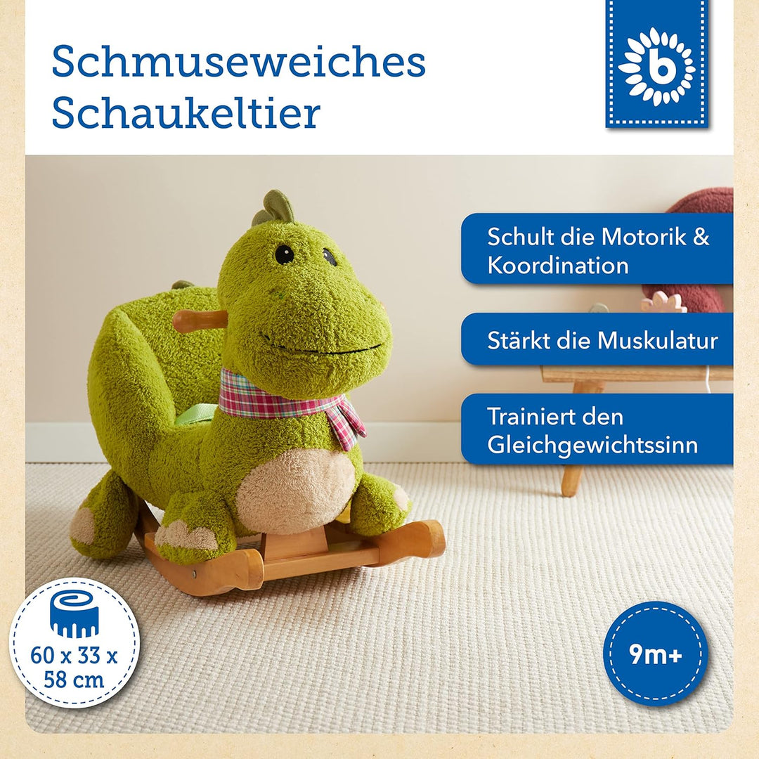 Bieco Plüsch Schaukeltier Dino | Kinder Schaukelstuhl mit Sicherheitsgurt | Baby Schaukel | Schaukel