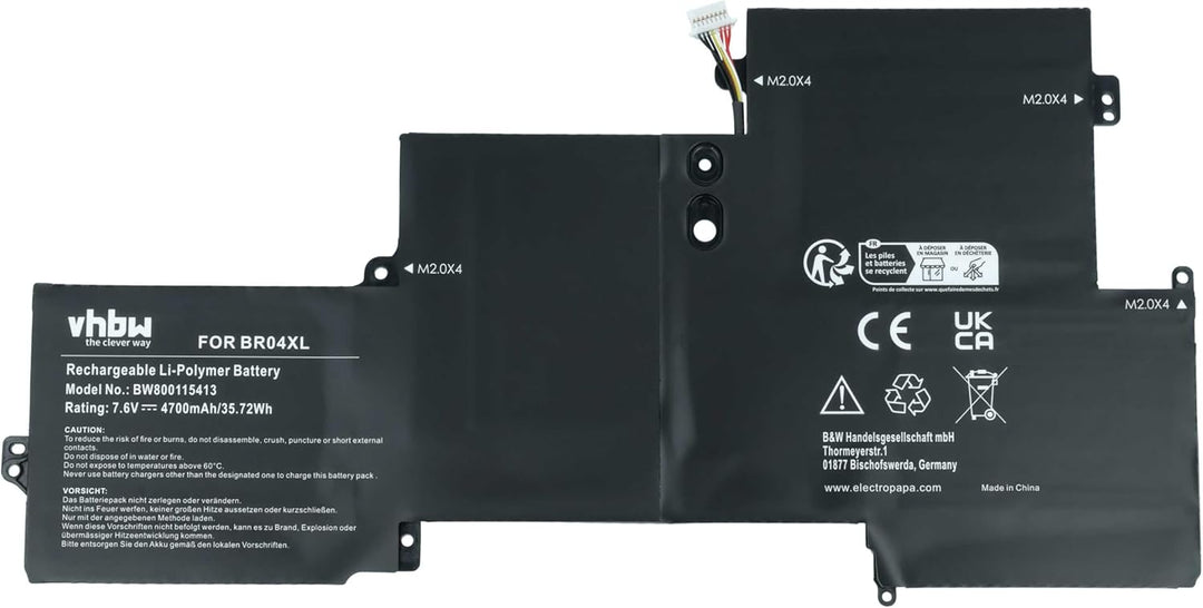 vhbw Akku kompatibel mit HP EliteBook Folio 1020 G1-X0F50US, Folio 1020 G1-X3R41US Notebook (4700mAh