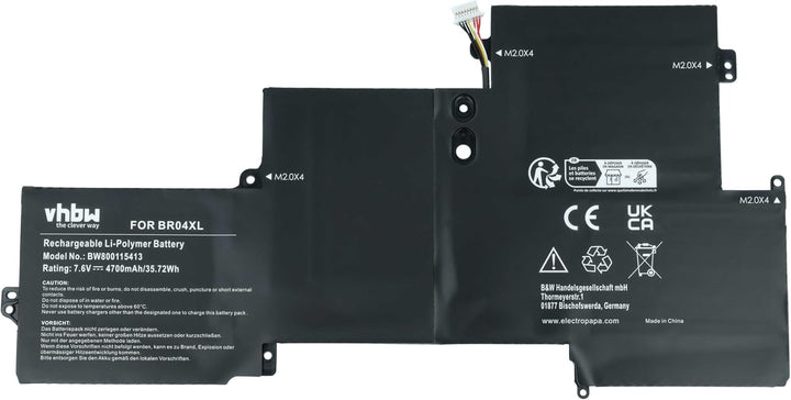 vhbw Akku kompatibel mit HP EliteBook Folio 1020 G1-X0F50US, Folio 1020 G1-X3R41US Notebook (4700mAh