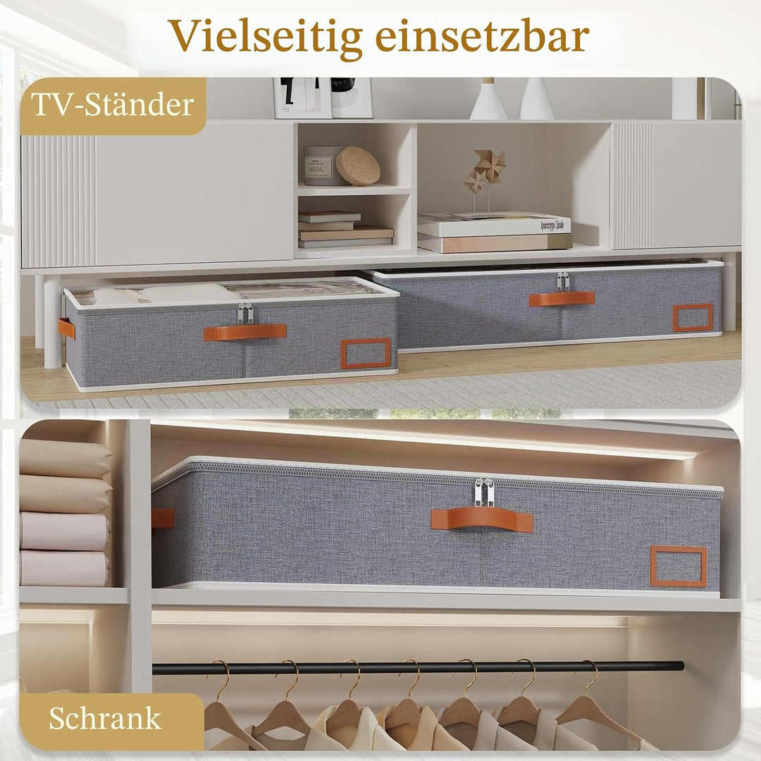Yawinhe 2 Stück Unterbettkommode, Unterbett-Aufbewahrungstasche, Kleideraufbewahrung, Faltbare Aufbe