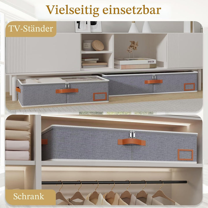 Yawinhe 2 Stück Unterbettkommode, Unterbett-Aufbewahrungstasche, Kleideraufbewahrung, Faltbare Aufbe