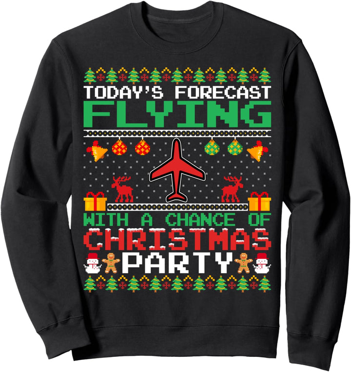 Flying Christmas Party Airplane Pilot Christmas Ugly Style Sweatshirt