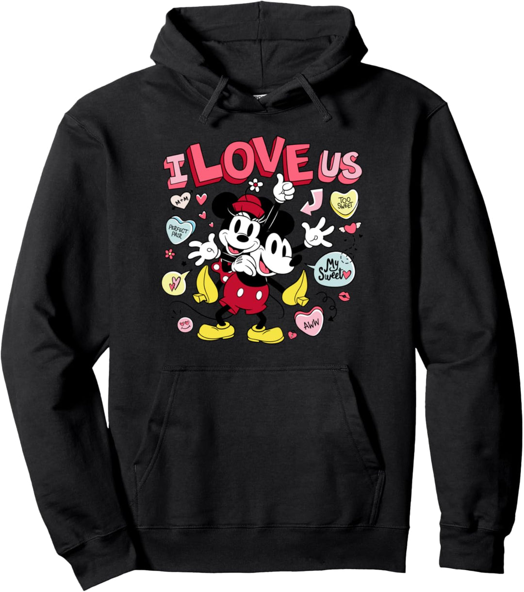 Disney Mickey & Minnie I Love Us Valentine’s Day Retro Pullover Hoodie