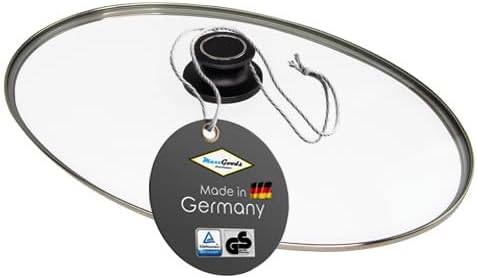 MaxxGoods Glasdeckel für Fischpfanne oval 41x27cm | Vollglasdeckel Backofenfest bis 260°C | hitzebes