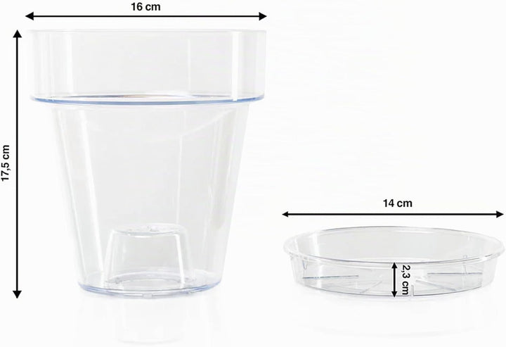 Kalapanta 3 transparente Plastiktöpfe für Orchideen mit Entwässerungslöchern und 3 Untersetzers (3,