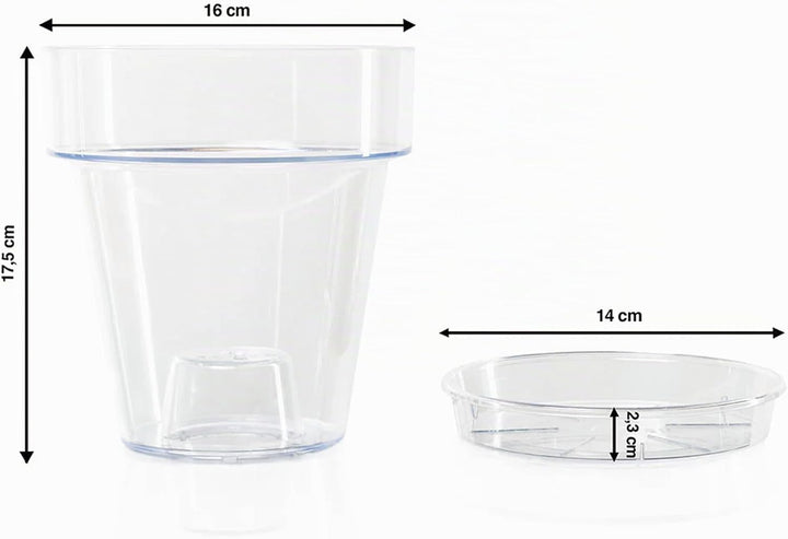 Kalapanta 5 transparente Plastiktöpfe für Orchideen mit Entwässerungslöchern und 5 Untersetzers (5,