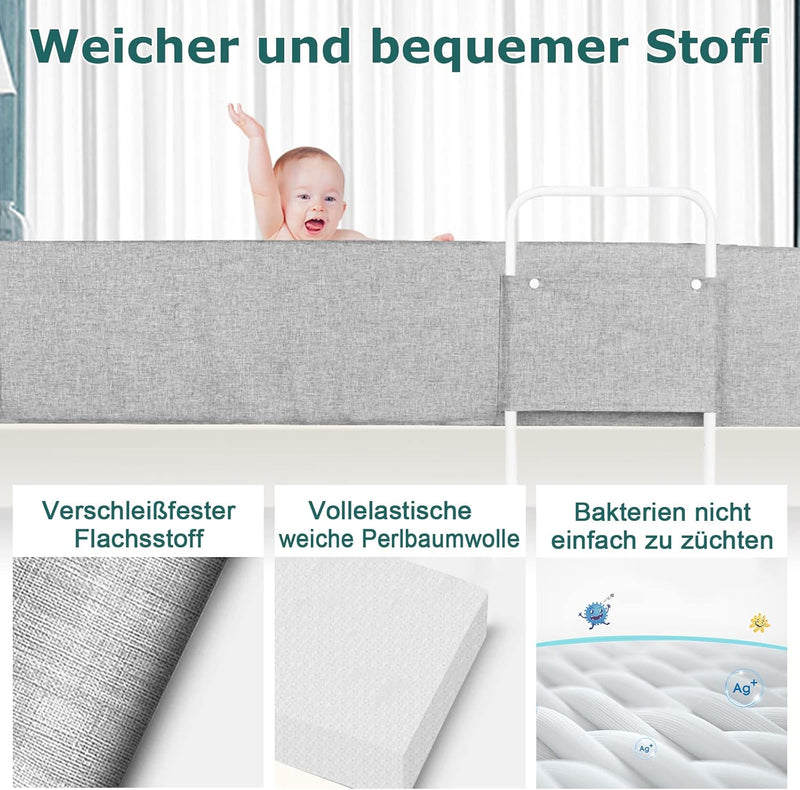 UISEBRT Bettgitter Bettschutzgitter 100cm Rausfallschutz für Kinderbett 5-Loch Höhenverstellbar Bett