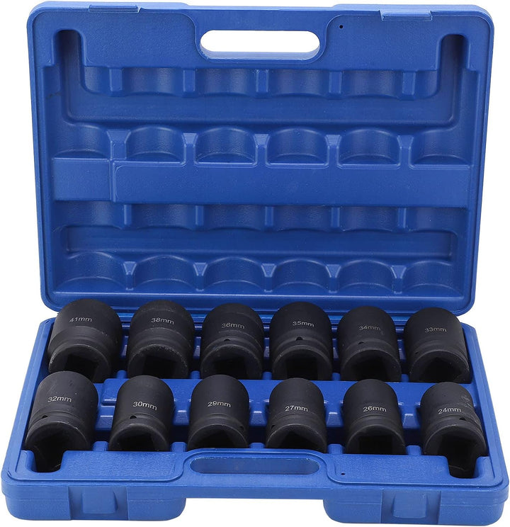 1'' Schlagschrauber Nüsse Set, 12-teilig Steckschlüsselsatz Impact Socket Set 24/26/27/29/30/32/33/3