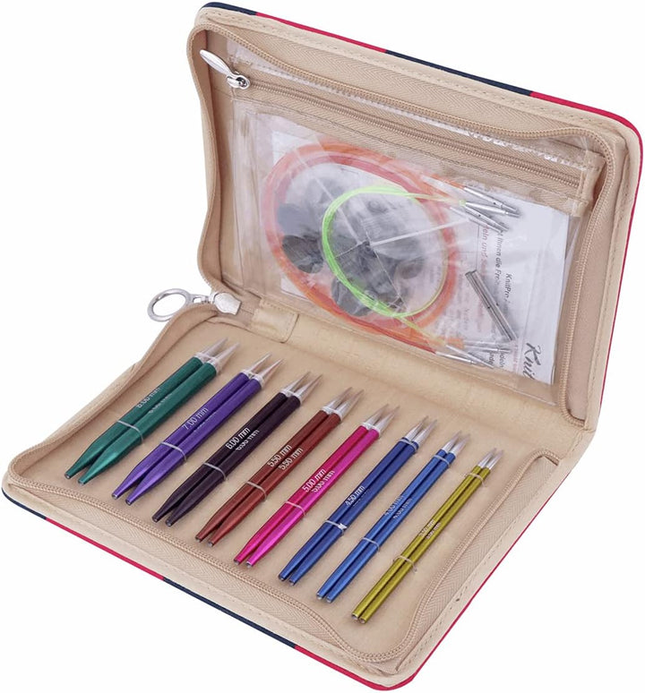 KnitPro Austauschbare Strickspitzen Set, Aluminium, rot, 19cm / 3.5-4-5-5.5-6-7-8mm Single, Single