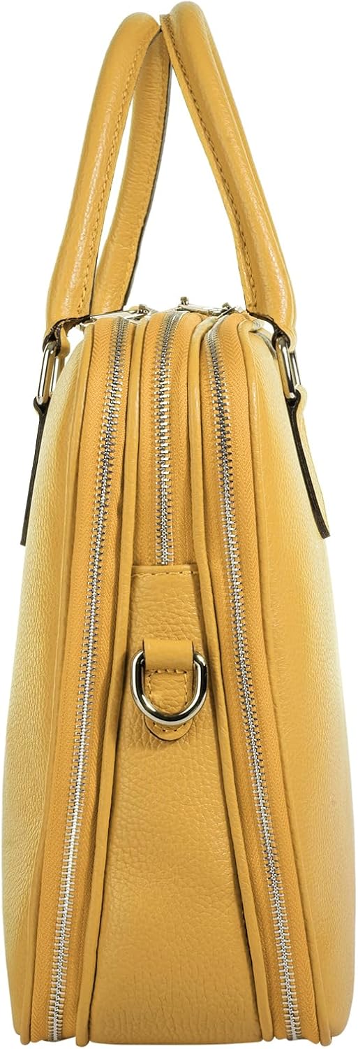 Cluty Aktentasche echt Leder Damen - 021833 Gelb, Gelb