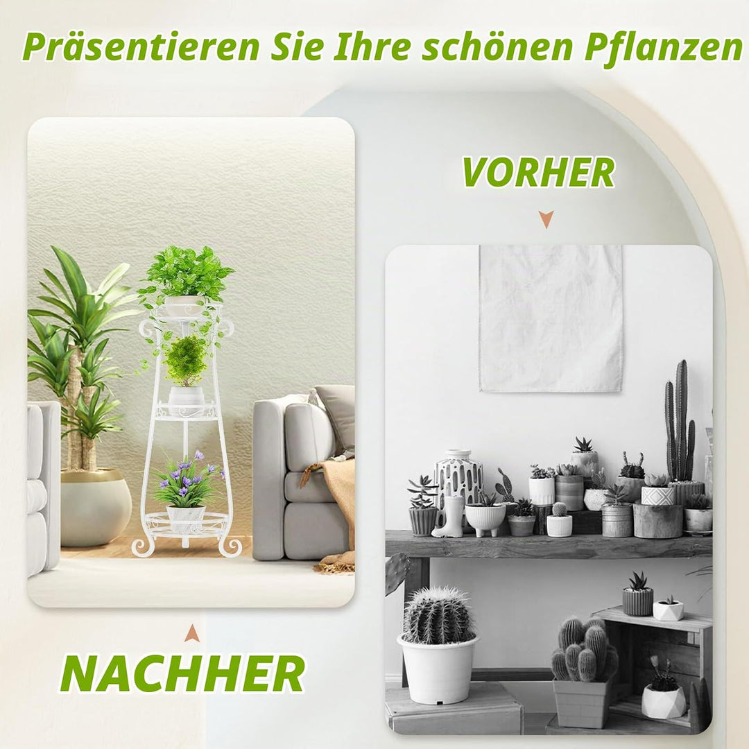 3 Etagen Blumenständer Pflanzenständer Blumenetagere Pflanzenregal aus Metall für grosse Töpfe Indoo
