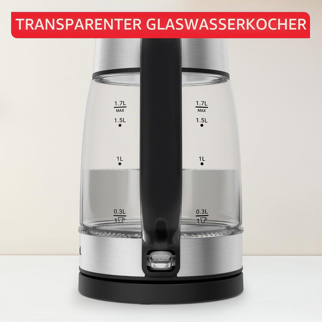 Tefal KI6058 Glas Wasserkocher Wasserkocher Messstreifen 1,7 Liter Fassungsvermögen Leicht zu reinig