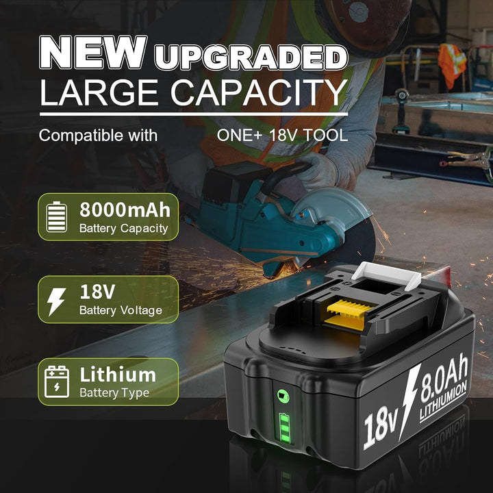 2X Akku Für 18V 8,0Ah Li-ion Ersatzakku für Akku 18V BL1860 BL1850B BL1850 BL1830 BL1860B BL1845 BL1