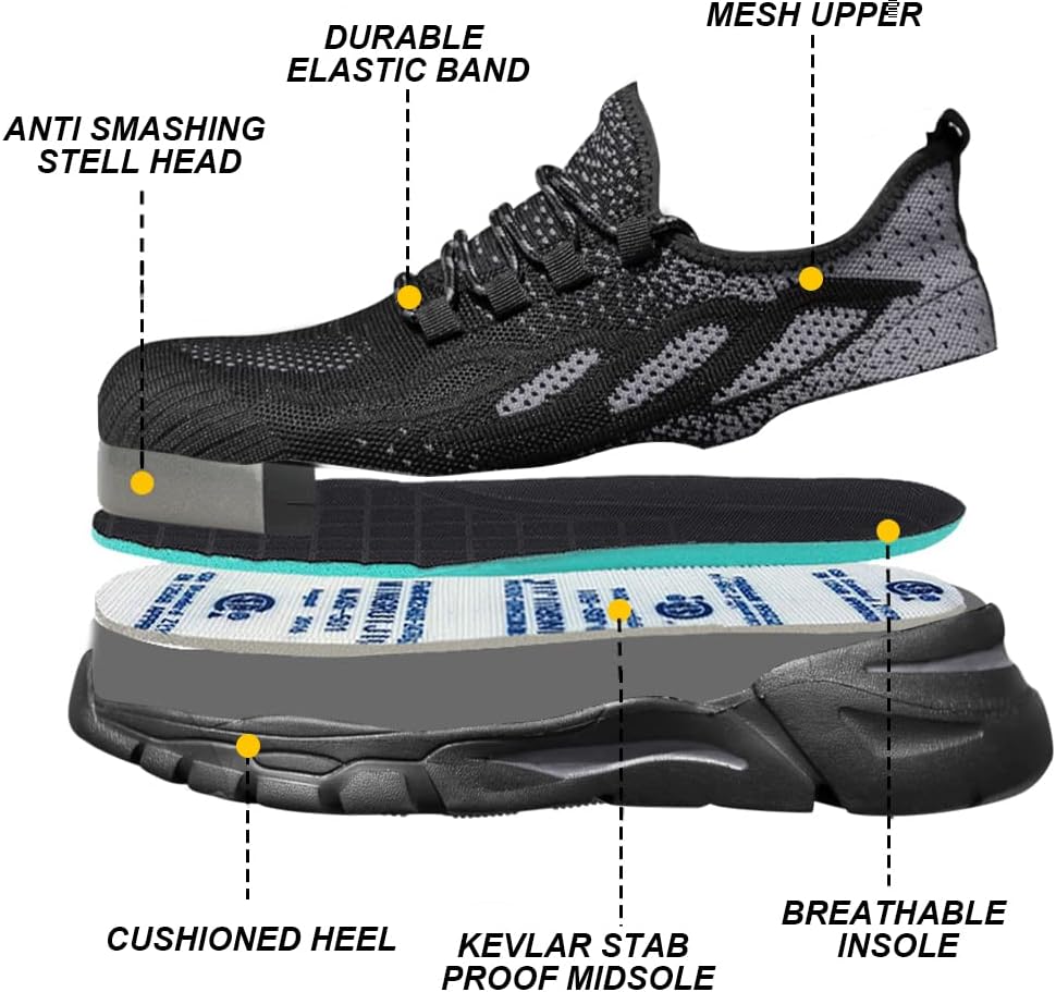 NuCamper Sicherheitsschuhe Arbeitsschuhe Herren Damen Stahlkappenschuhe Sneaker Leicht Atmungsaktive