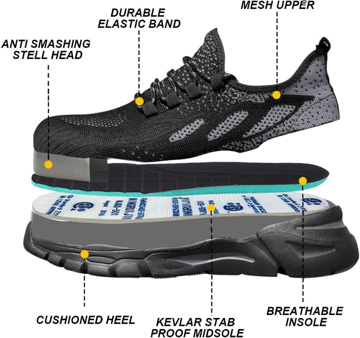 NuCamper Sicherheitsschuhe Arbeitsschuhe Herren Damen Stahlkappenschuhe Sneaker Leicht Atmungsaktive