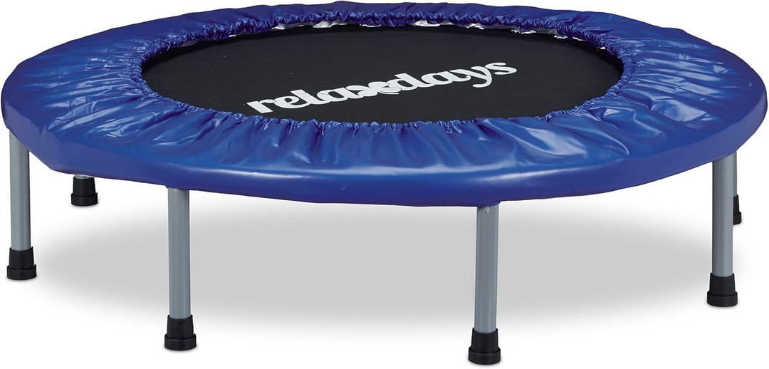Relaxdays Trampolin faltbar, Indoor, Fitness H x B x T: 22 x 95 x 95 cm, Maximalbelastung 100 kg, bl
