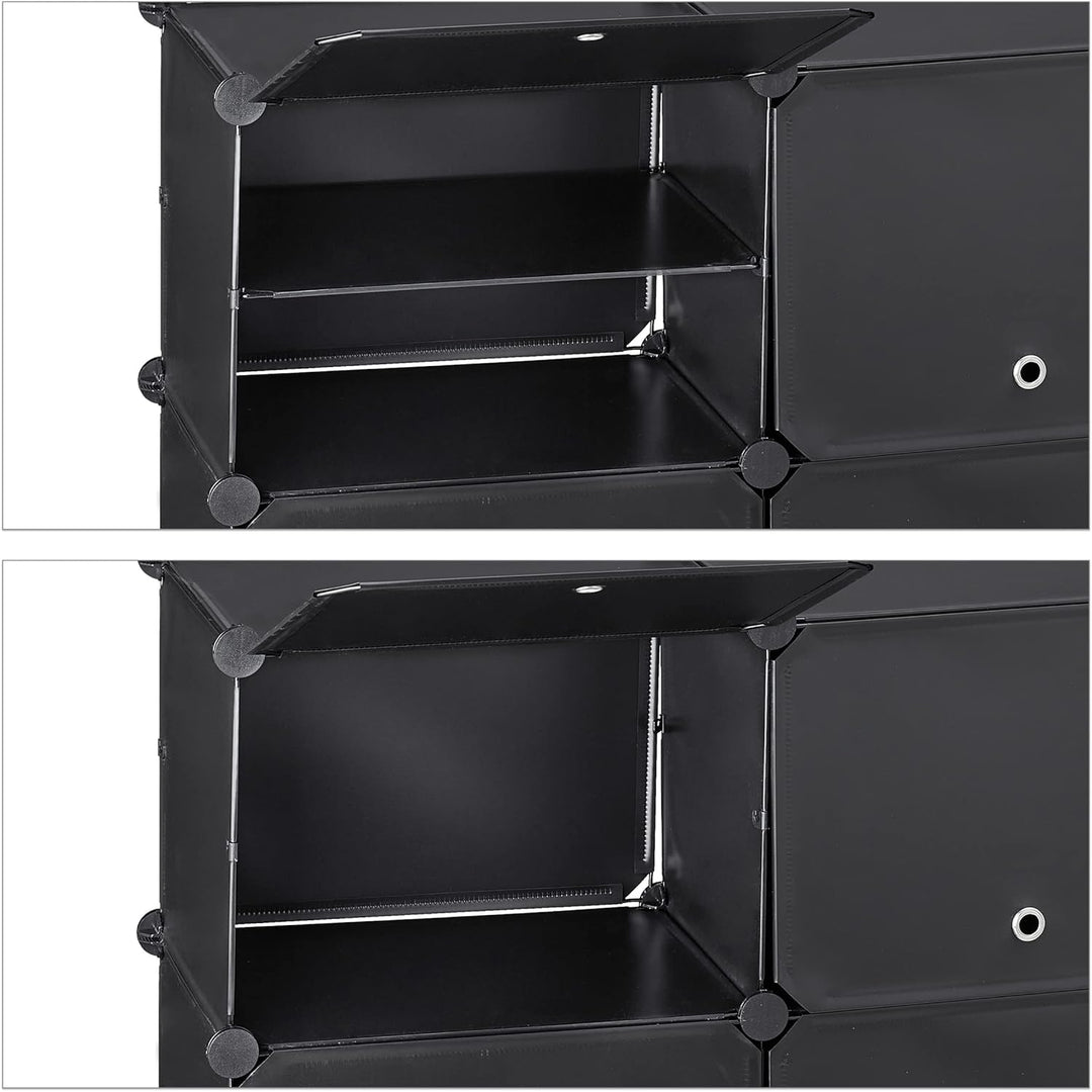Relaxdays Schuhschrank, Steckschrank mit Türen, HxBxT: 95 x 85 x 31,5 cm, 12 Fächer, Regalsystem aus