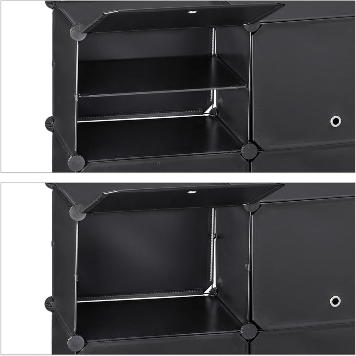 Relaxdays Schuhschrank, Steckschrank mit Türen, HxBxT: 95 x 85 x 31,5 cm, 12 Fächer, Regalsystem aus