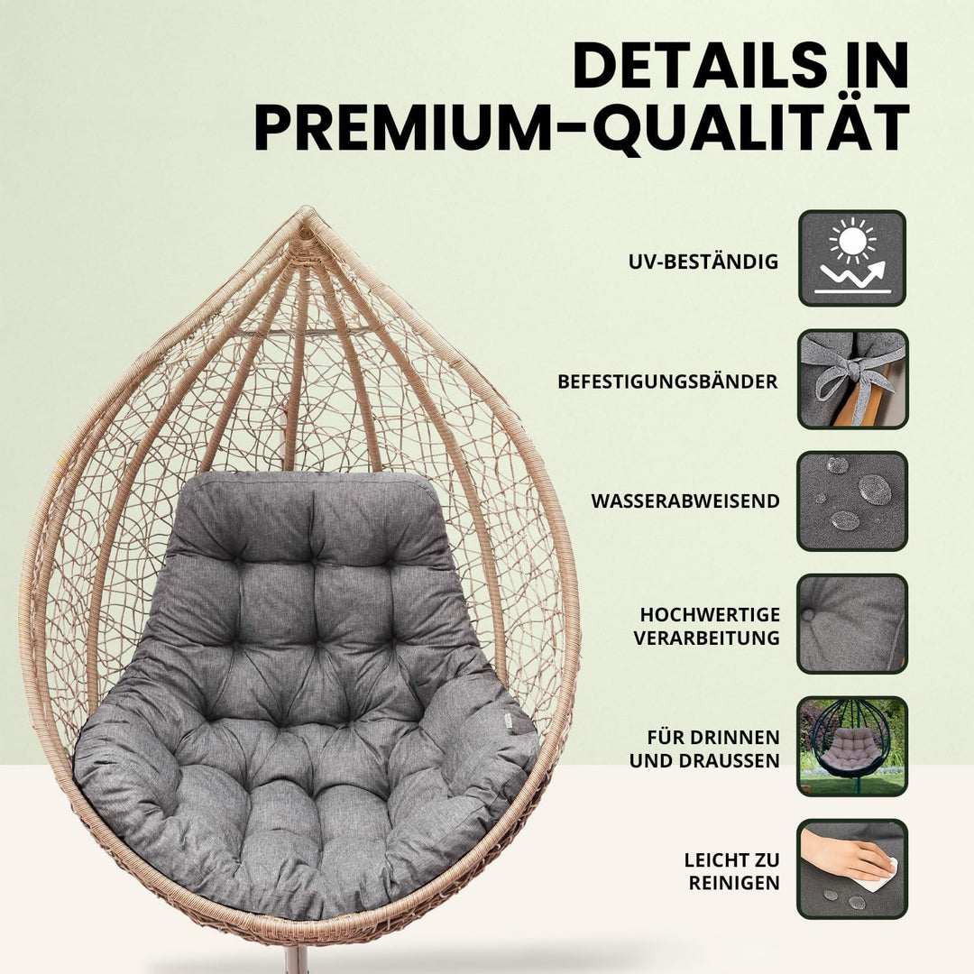 Bjird Hängesessel Kissen, Polster, Auflage für Polyrattan & Rattan Hängeschaukel, Sitzauflage für Hä