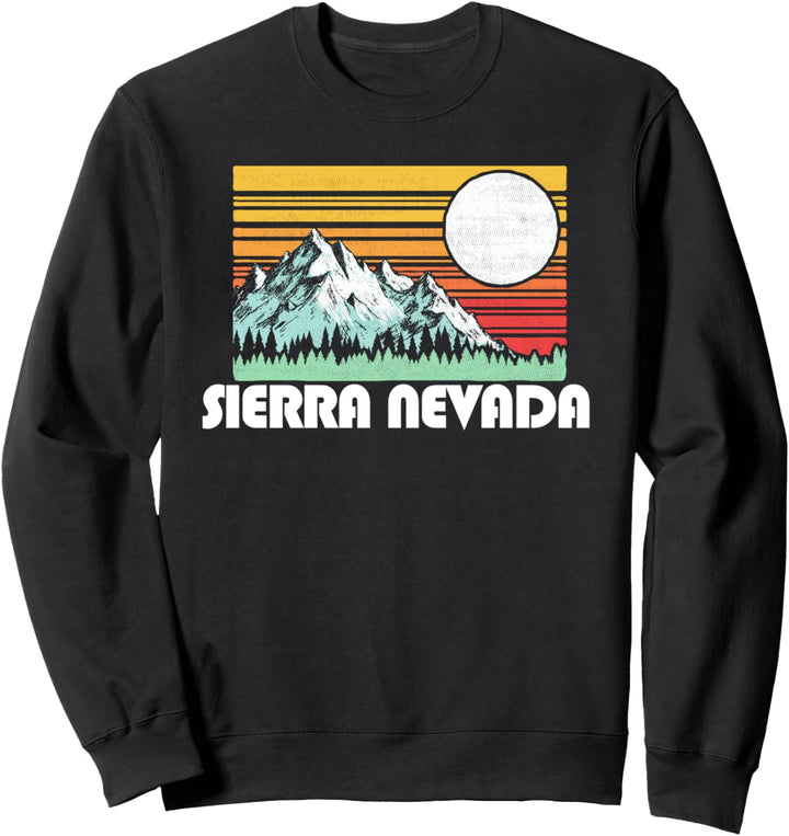 Sierra Nevada Mountains & Sun Retro 80s Graphic Sweatshirt