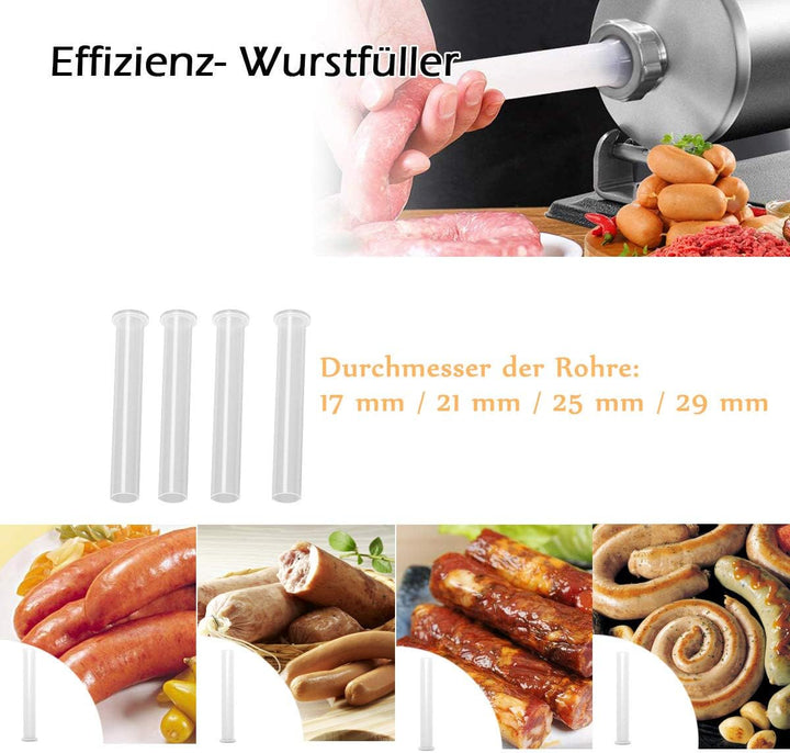 RELAX4LIFE 4 kg Wurstfüller manuell, Wurstfüllmaschine mit 4 Füllrohre, Wurstpritze für Metzgerei &