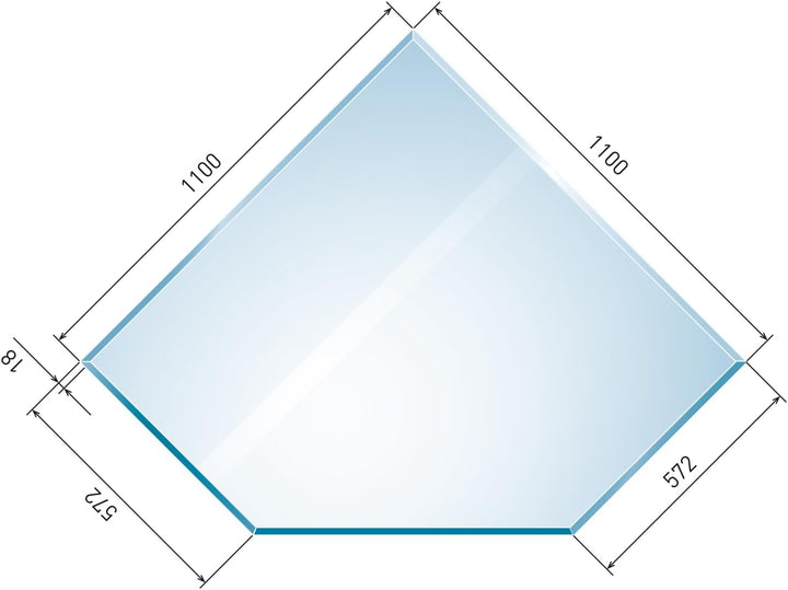 raik Glasplatte Bodenplatte 110 x 110 cm Kamin Funkenschutzplatte Funkenschutz flach mit Facette Dia