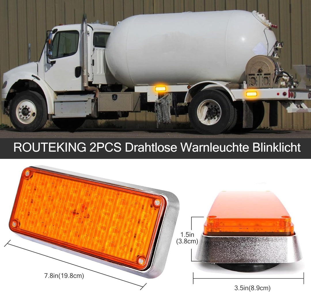 Drahtlose Warnleuchte Blinklicht - 2x42 Magnetische 5 Stroboskop-Modi Blitzleuchte für Truck Traktor
