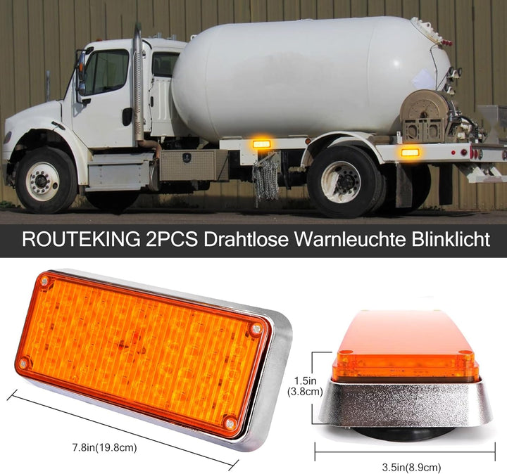 Drahtlose Warnleuchte Blinklicht - 2x42 Magnetische 5 Stroboskop-Modi Blitzleuchte für Truck Traktor