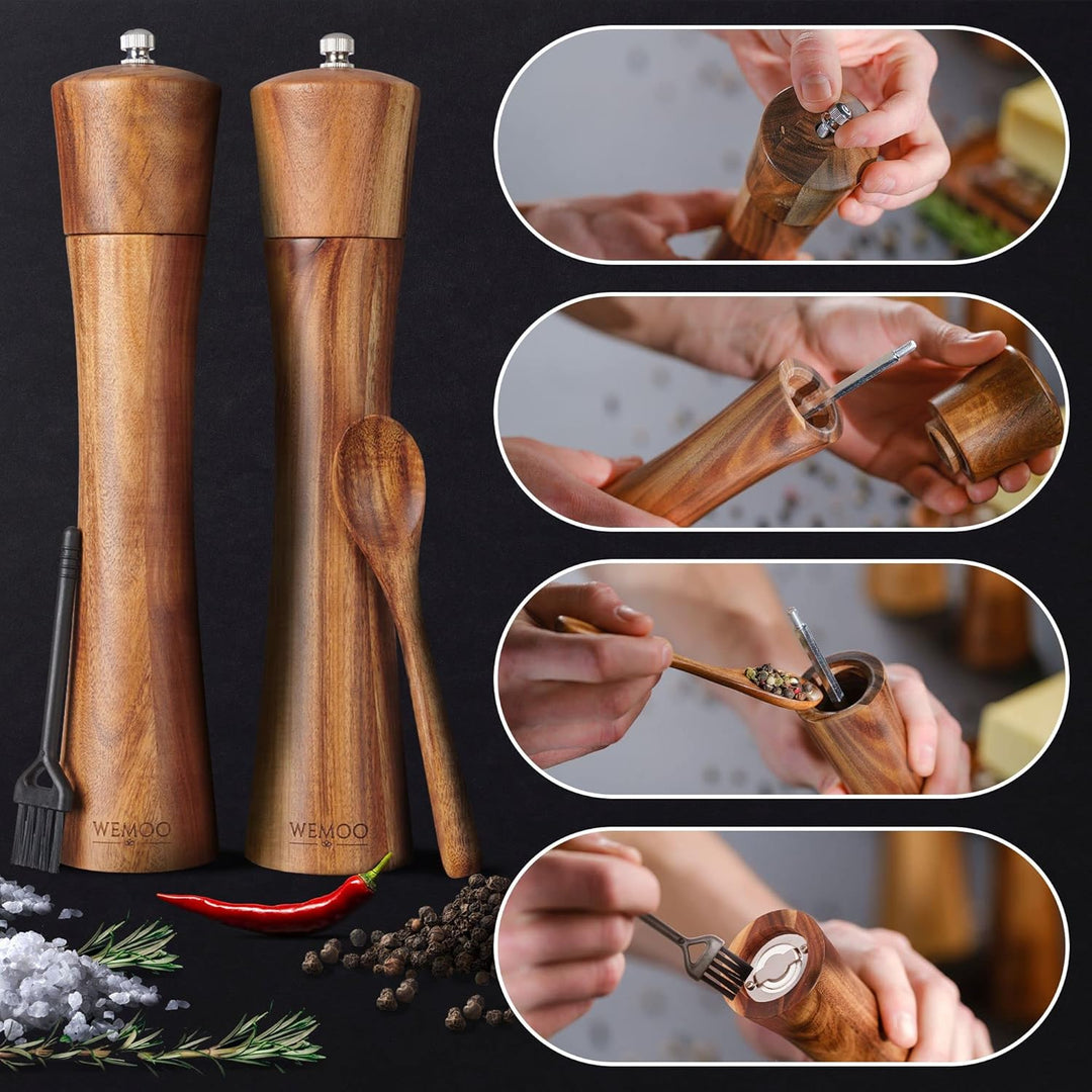 Salz und Pfeffermühle aus Holz sehr Gross (25,5 cm) | Gewürzmühlen mit robustem Keramikmahlwerk | Ex