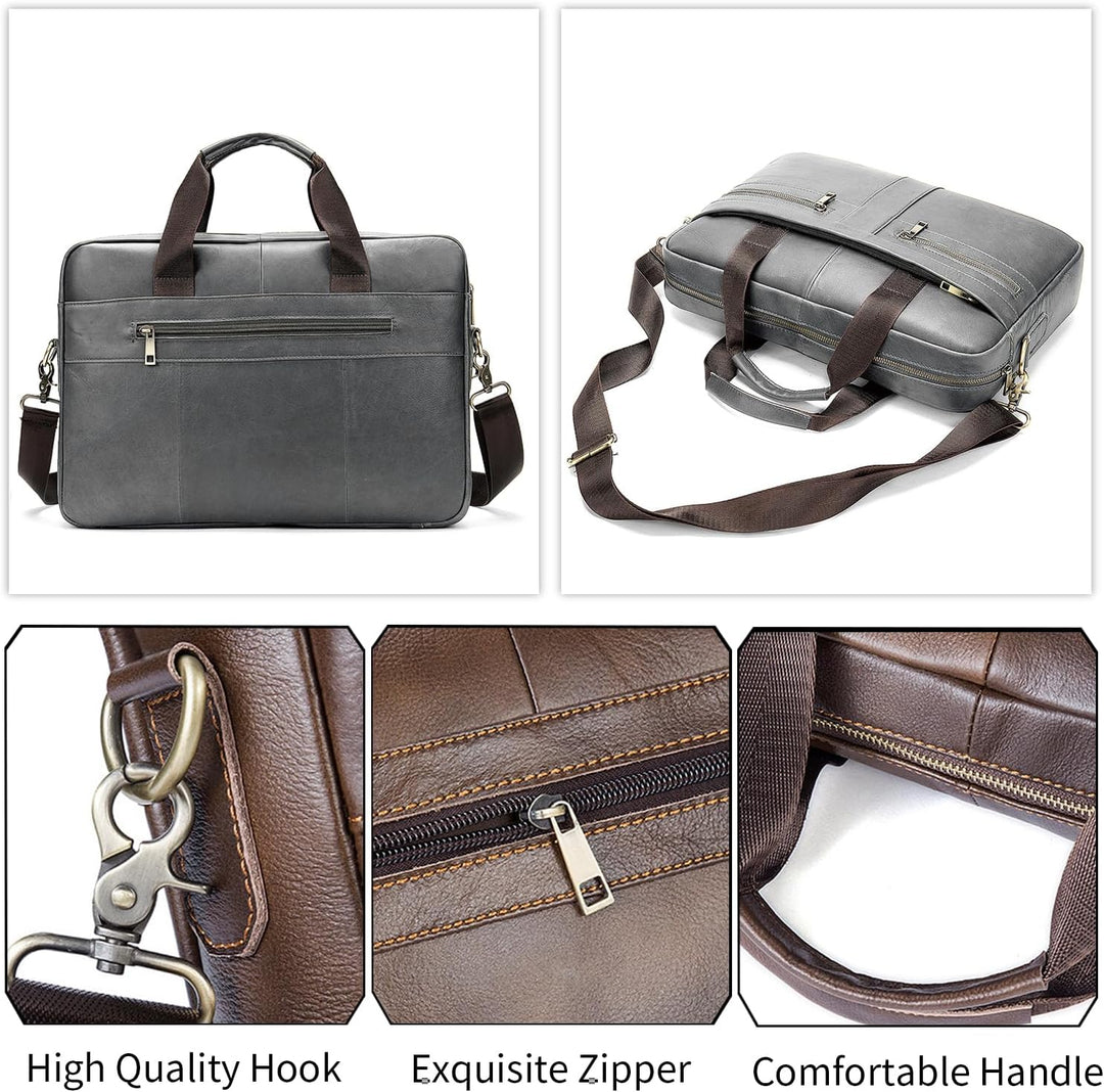 FANDARE Herren Laptop-Aktentaschen Leder Handtasche Business Umhängetasche Wasserdicht Crossbody Mes