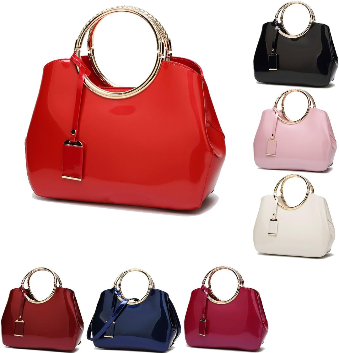Coolives Damen Handtasche Tasche Henkeltasche aus PU-Lackleder Hochzeitstasche Schultertasche Umhäng