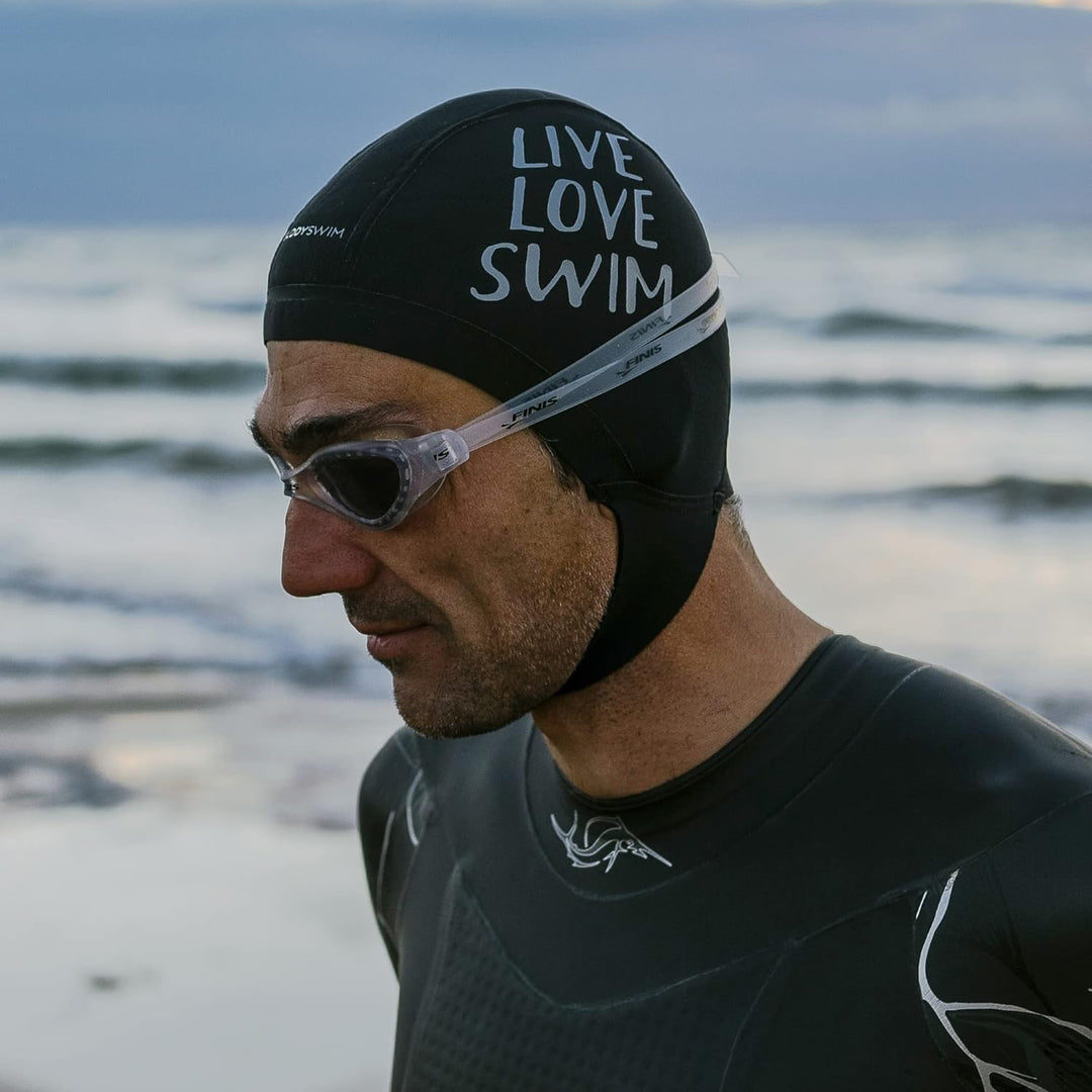 Buddyswim 2,5 mm Dicke Neoprenbadekappe für Freiwasserschwimmen. Kälteisolierende Neoprenmütze mit K