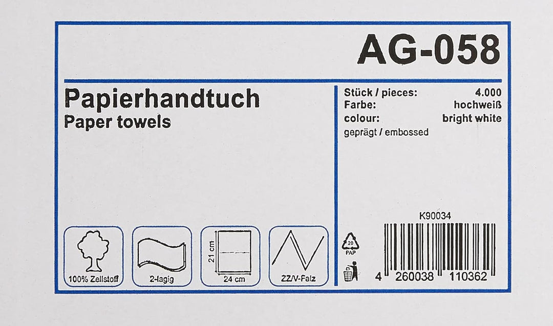 Funny Papierhandtuch, ZZ-Falz, ca. 25 x 23 cm, 2lag, hochweiss, 4000 Blatt, 1er Pack (1 x 1 Stück) S